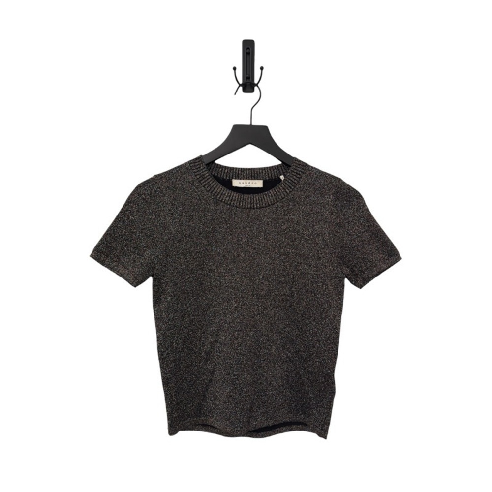 SANDRO Short-Sleeve Crewneck Rainbow Sparkle Top